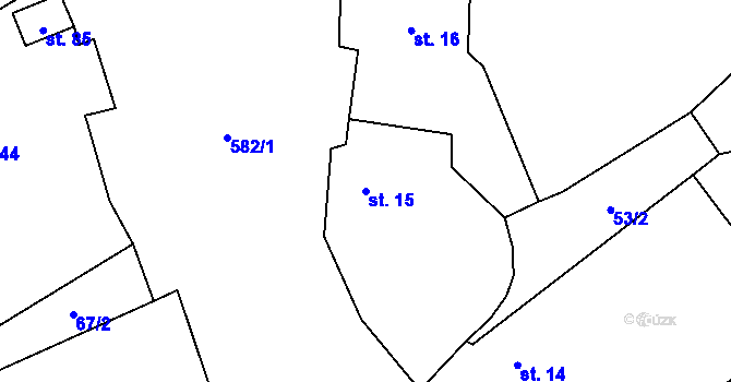 Parcela st. 15 v KÚ Bousov, Katastrální mapa