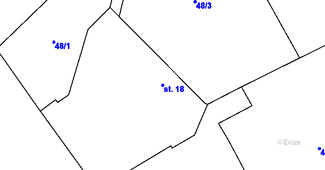 Parcela st. 18 v KÚ Bousov, Katastrální mapa