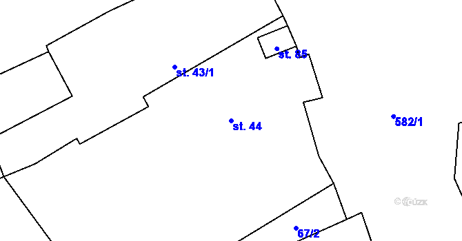 Parcela st. 44 v KÚ Bousov, Katastrální mapa