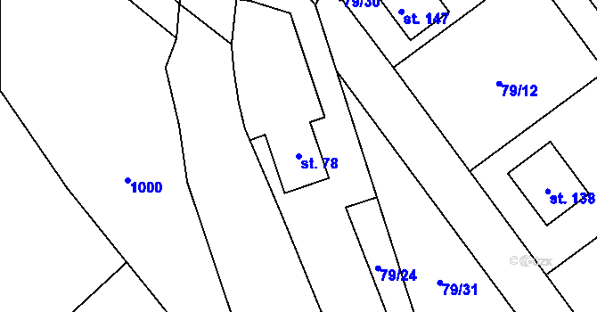 Parcela st. 78 v KÚ Bousov, Katastrální mapa