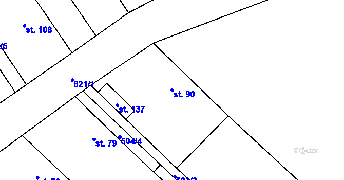 Parcela st. 90 v KÚ Bousov, Katastrální mapa