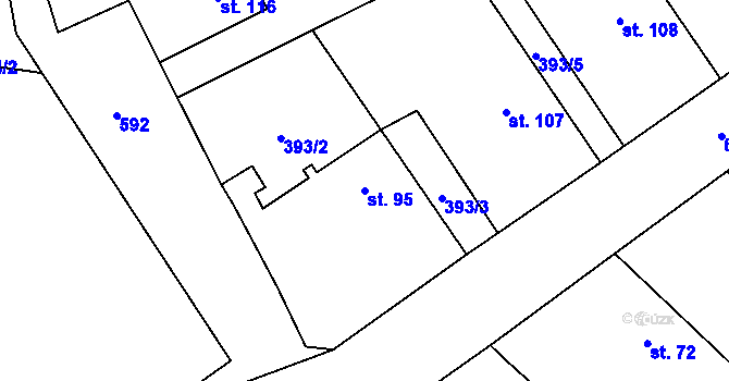 Parcela st. 95 v KÚ Bousov, Katastrální mapa