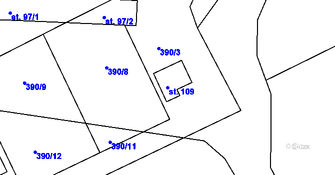Parcela st. 109 v KÚ Bousov, Katastrální mapa