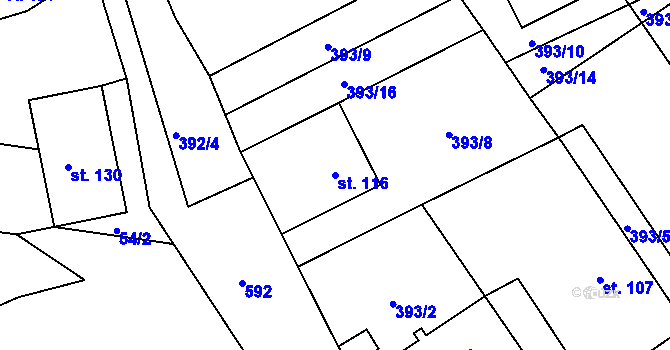 Parcela st. 116 v KÚ Bousov, Katastrální mapa