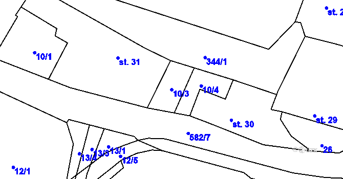 Parcela st. 10/3 v KÚ Bousov, Katastrální mapa