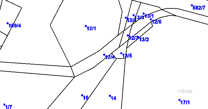 Parcela st. 12/4 v KÚ Bousov, Katastrální mapa