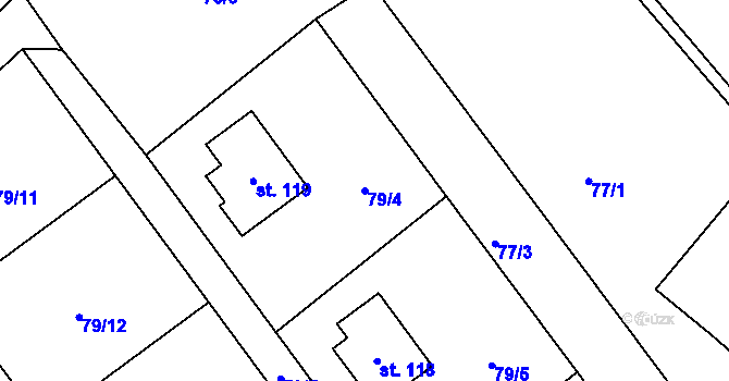 Parcela st. 79/4 v KÚ Bousov, Katastrální mapa