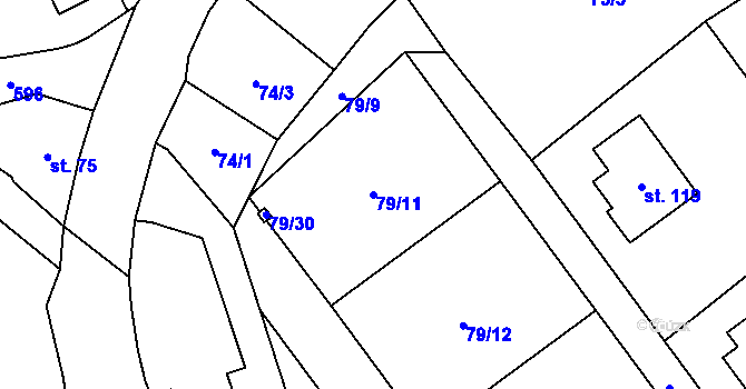 Parcela st. 79/11 v KÚ Bousov, Katastrální mapa