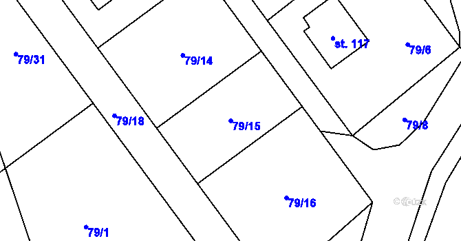 Parcela st. 79/15 v KÚ Bousov, Katastrální mapa