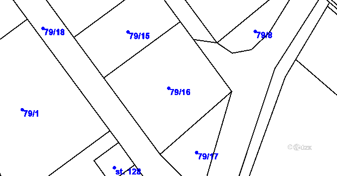 Parcela st. 79/16 v KÚ Bousov, Katastrální mapa