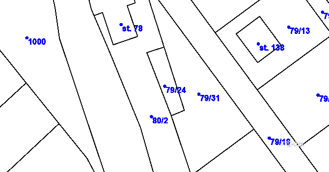 Parcela st. 79/24 v KÚ Bousov, Katastrální mapa