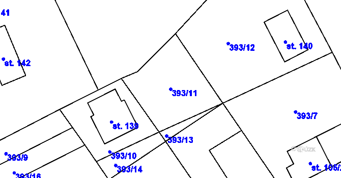 Parcela st. 393/11 v KÚ Bousov, Katastrální mapa