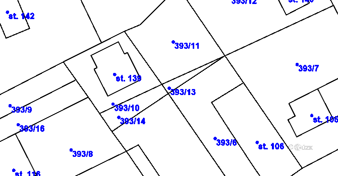 Parcela st. 393/13 v KÚ Bousov, Katastrální mapa