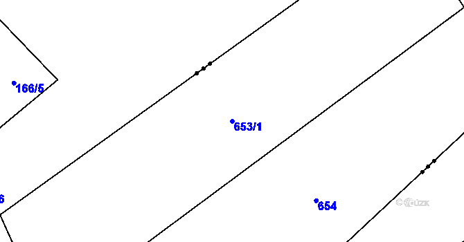 Parcela st. 653/1 v KÚ Bousov, Katastrální mapa