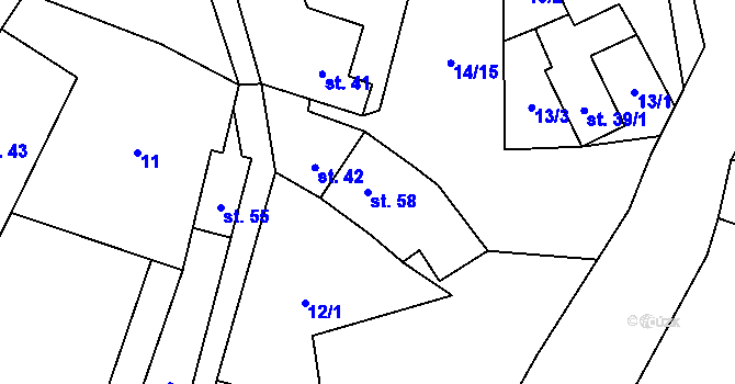 Parcela st. 58 v KÚ Bezděkov nad Třebůvkou, Katastrální mapa