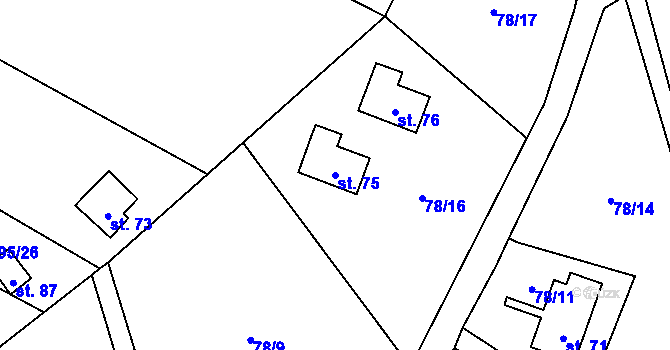 Parcela st. 75 v KÚ Bezděkov nad Třebůvkou, Katastrální mapa