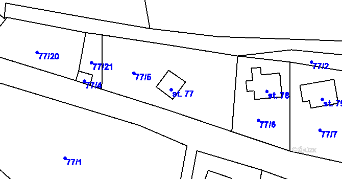 Parcela st. 77 v KÚ Bezděkov nad Třebůvkou, Katastrální mapa