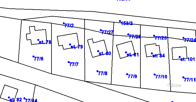 Parcela st. 80 v KÚ Bezděkov nad Třebůvkou, Katastrální mapa