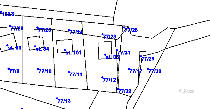 Parcela st. 85 v KÚ Bezděkov nad Třebůvkou, Katastrální mapa