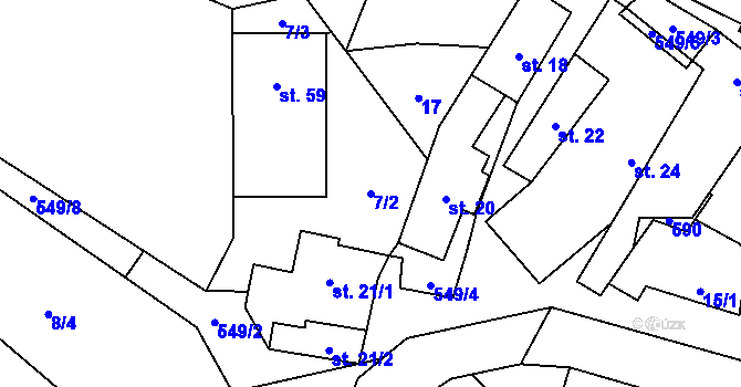 Parcela st. 7/2 v KÚ Bezděkov nad Třebůvkou, Katastrální mapa