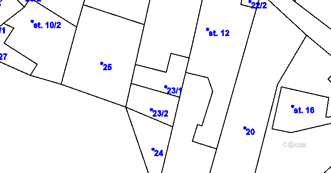 Parcela st. 23/1 v KÚ Bezděkov nad Třebůvkou, Katastrální mapa