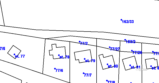 Parcela st. 77/2 v KÚ Bezděkov nad Třebůvkou, Katastrální mapa