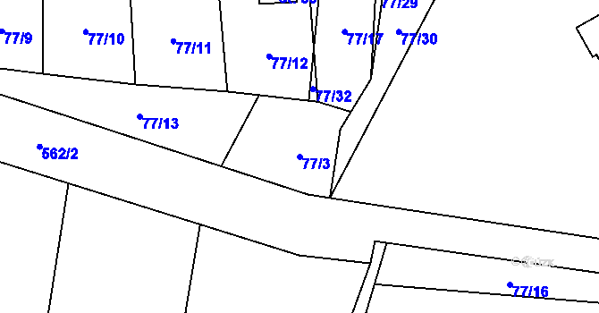 Parcela st. 77/3 v KÚ Bezděkov nad Třebůvkou, Katastrální mapa