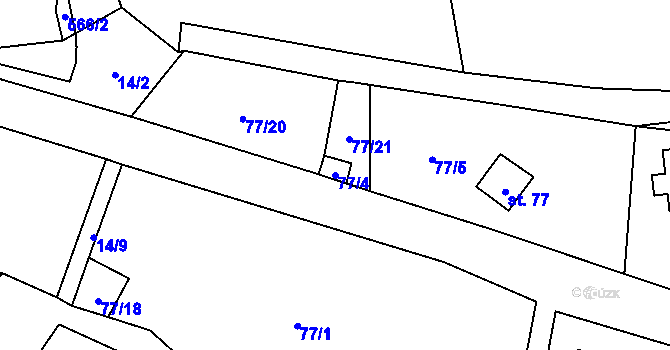 Parcela st. 77/4 v KÚ Bezděkov nad Třebůvkou, Katastrální mapa