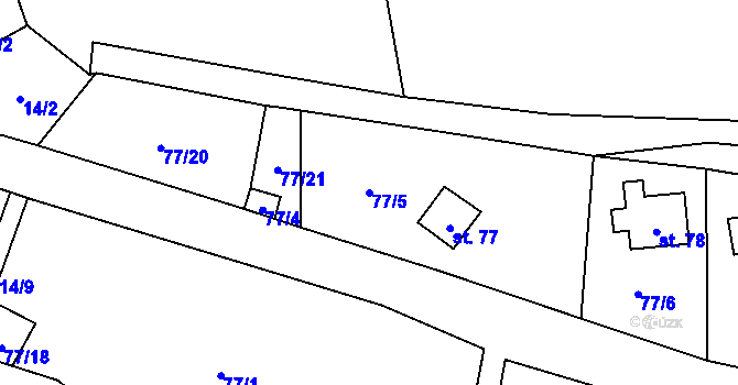 Parcela st. 77/5 v KÚ Bezděkov nad Třebůvkou, Katastrální mapa