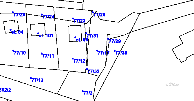 Parcela st. 77/17 v KÚ Bezděkov nad Třebůvkou, Katastrální mapa