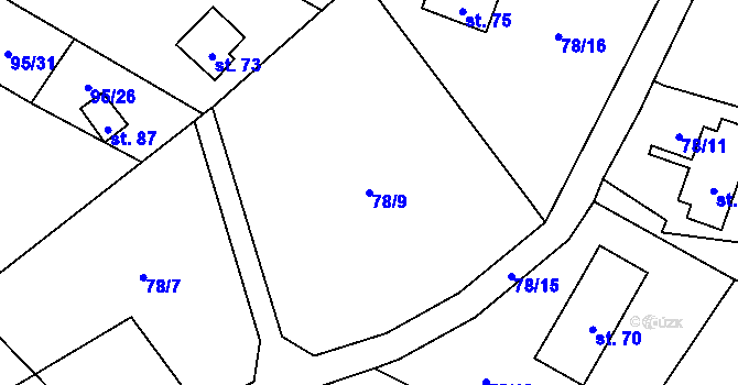 Parcela st. 78/9 v KÚ Bezděkov nad Třebůvkou, Katastrální mapa