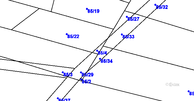 Parcela st. 85/4 v KÚ Bezděkov nad Třebůvkou, Katastrální mapa