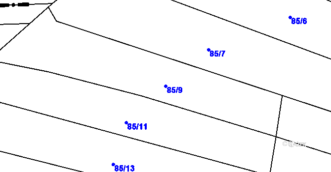 Parcela st. 85/9 v KÚ Bezděkov nad Třebůvkou, Katastrální mapa