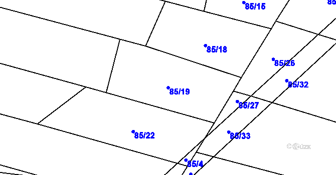 Parcela st. 85/19 v KÚ Bezděkov nad Třebůvkou, Katastrální mapa