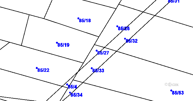 Parcela st. 85/27 v KÚ Bezděkov nad Třebůvkou, Katastrální mapa