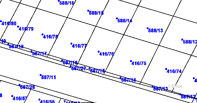 Parcela st. 416/76 v KÚ Bezděkov nad Třebůvkou, Katastrální mapa