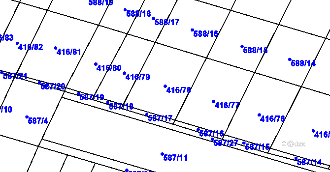 Parcela st. 416/78 v KÚ Bezděkov nad Třebůvkou, Katastrální mapa