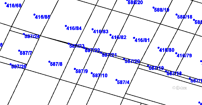 Parcela st. 587/21 v KÚ Bezděkov nad Třebůvkou, Katastrální mapa