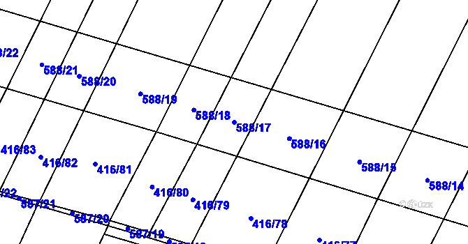 Parcela st. 588/17 v KÚ Bezděkov nad Třebůvkou, Katastrální mapa