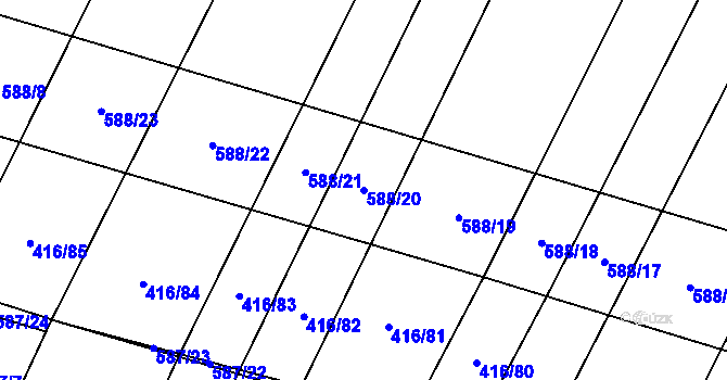 Parcela st. 588/20 v KÚ Bezděkov nad Třebůvkou, Katastrální mapa