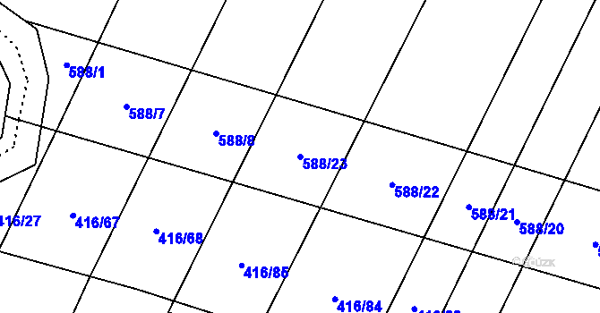 Parcela st. 588/23 v KÚ Bezděkov nad Třebůvkou, Katastrální mapa