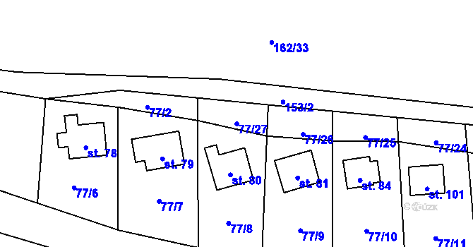 Parcela st. 77/27 v KÚ Bezděkov nad Třebůvkou, Katastrální mapa