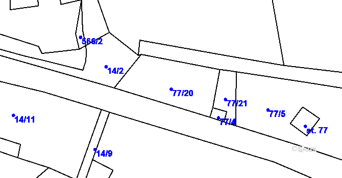 Parcela st. 77/20 v KÚ Bezděkov nad Třebůvkou, Katastrální mapa