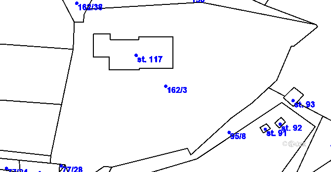Parcela st. 162/3 v KÚ Bezděkov nad Třebůvkou, Katastrální mapa