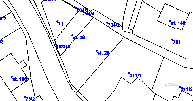 Parcela st. 28 v KÚ Bouzov, Katastrální mapa