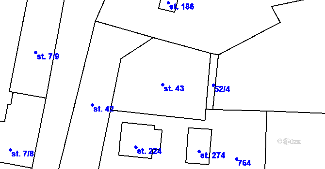 Parcela st. 43 v KÚ Bouzov, Katastrální mapa