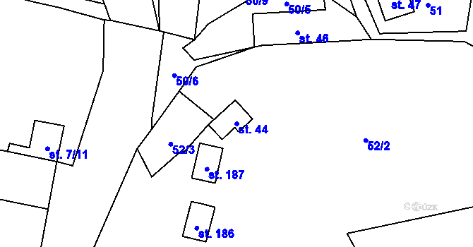 Parcela st. 44 v KÚ Bouzov, Katastrální mapa