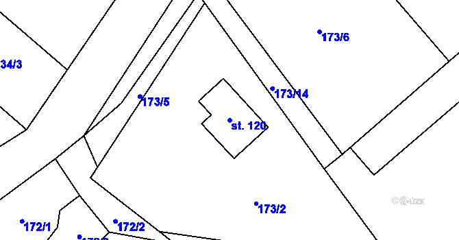 Parcela st. 120 v KÚ Bouzov, Katastrální mapa