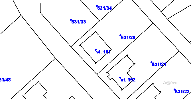 Parcela st. 161 v KÚ Bouzov, Katastrální mapa