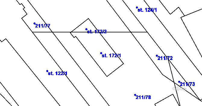 Parcela st. 172/1 v KÚ Bouzov, Katastrální mapa